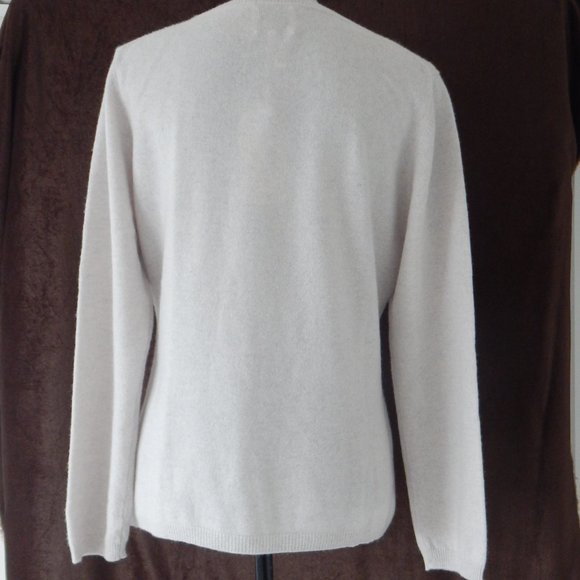 Qi CASHMERE V-NECK PULLOVER SWEATERSNOW LOTUS XL